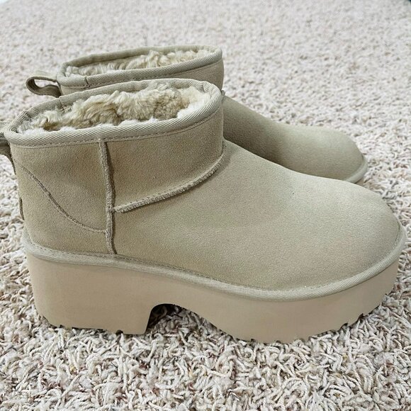 UGG Women’s Classic Ultra Mini New Heights Platform Boots Mustard Seed, Size 11 - Picture 5 of 16